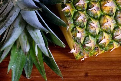 Close-up of pineapple on table