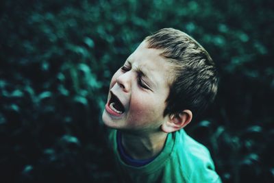 Side view portrait of a boy