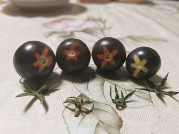 High angle view of fruits on table