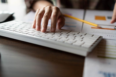 Man using laptop on table