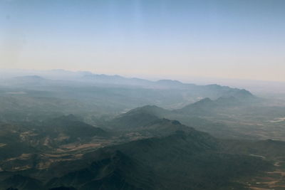 Scenic view of dramatic landscape against clear sky