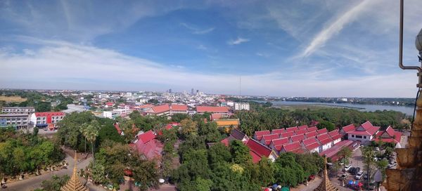 High angle view of townscape against sky