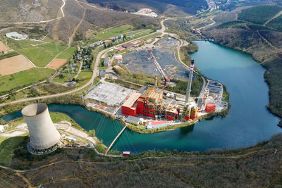 High angle view of river amidst landscape