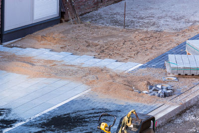 High angle view of construction site