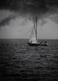 Boat sailing in sea