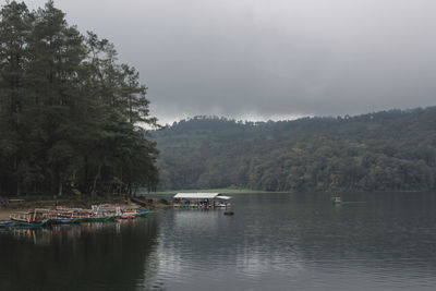 Scenic view of lake against sky