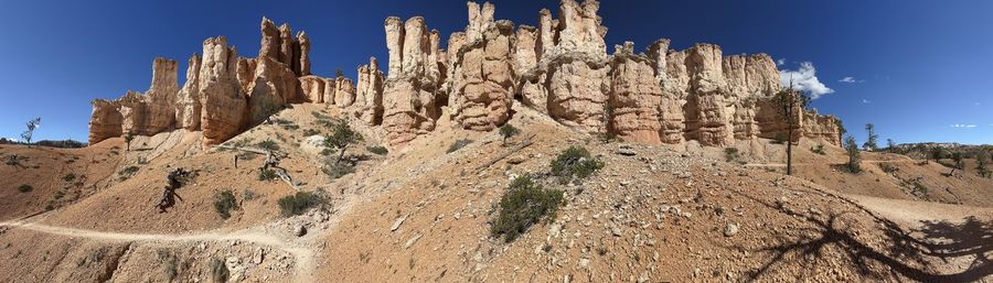 Low angle view of rock formations