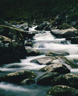 View of stream flowing through landscape