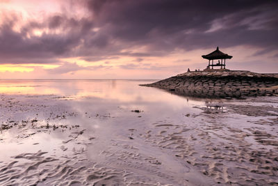 Scenic view of sea against cloudy sky