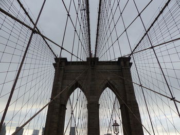 Low angle view of suspension bridge