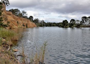 Scenic view of lake against sky