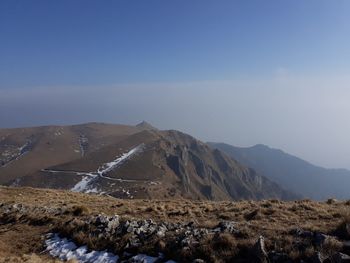 Scenic view of mountains against clear sky