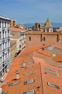 High angle view of buildings in city