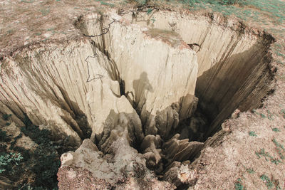 High angle view of rocks on land