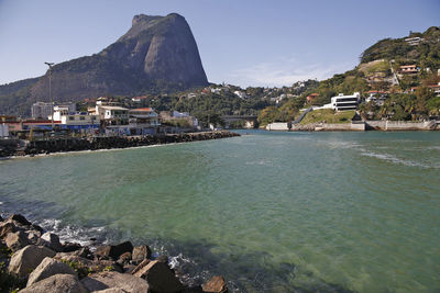 Scenic view of sea against clear sky