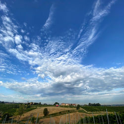 Scenic view of field against blue sky