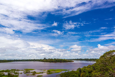 View of javari river against cloudy sky