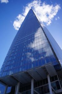 Low angle view of office building against sky