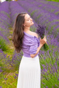 Woman standing on land