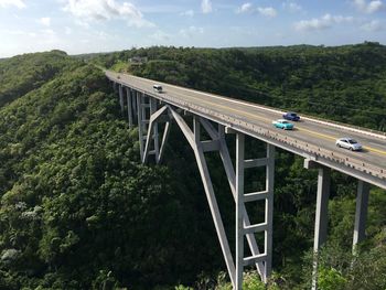 Bridge over road against sky