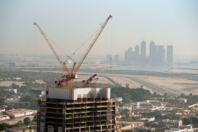 Nad al sheba bike track, dubai, uae dubai skyline from nad al sheba bicycle track road burj khalifa