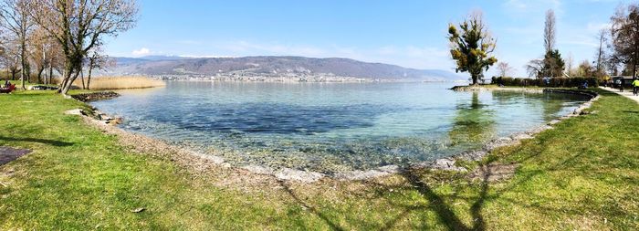 Scenic view of lake against sky