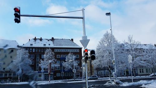 Road sign in winter