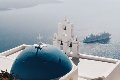 High angle view of boats in sea