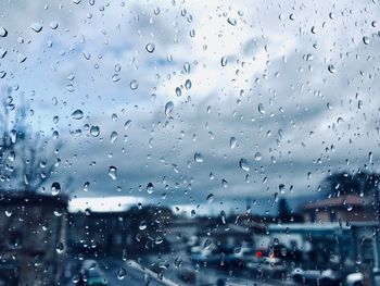 Full frame shot of wet glass window