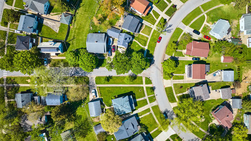 High angle view of buildings in city