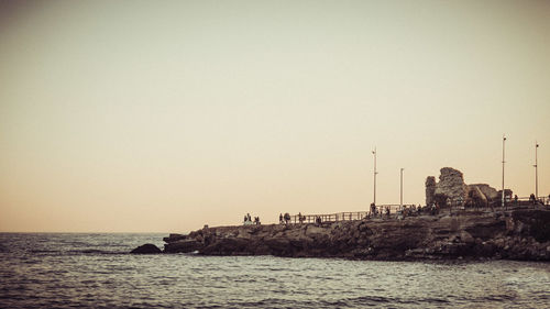 Scenic view of sea against clear sky