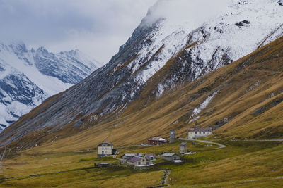 Scenic view of snowcapped mountain against sky