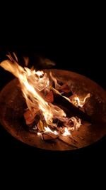 Close-up of illuminated bonfire