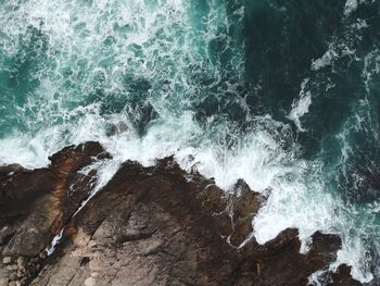 High angle view of sea waves