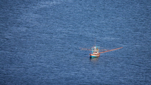 High angle view of boat on sea