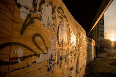 Close-up of damaged wall