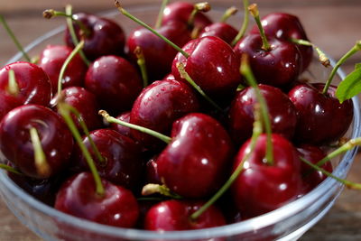 Close-up of cherries in bowl