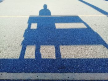 Shadow of person on road