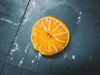 High angle view of orange on table