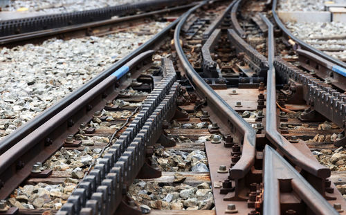 High angle view of railroad track