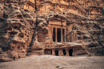 Low angle view of rock formations