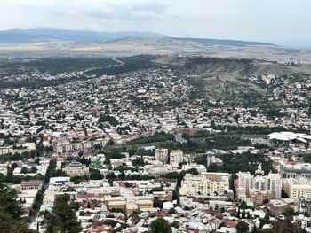 High angle view of townscape against sky