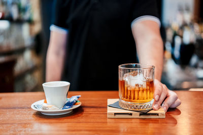 Coffee cup on table at cafe