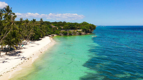 Tropical landscape beautiful beach and tropical sea. alona beach, panglao, bohol, philippines.