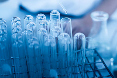 Close-up of test tubes in laboratory