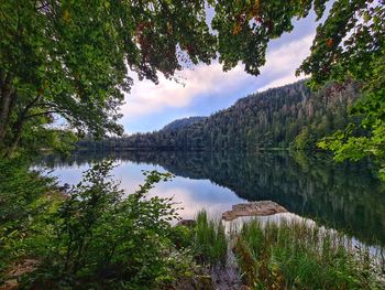 Scenic view of lake against sky