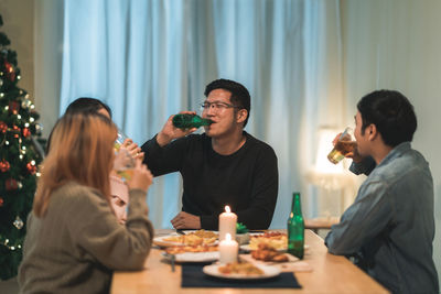 Group of people having food