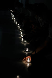 Close-up of illuminated lights at night