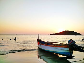 Scenic view of sea at sunset