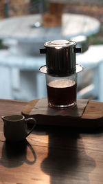 Close-up of coffee on table